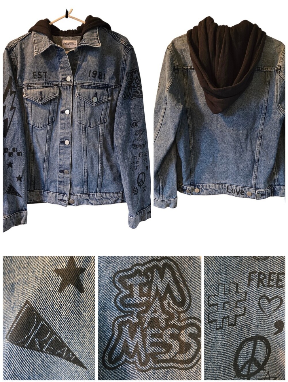 Lauren Moshi Elements jean jacket hoodie
